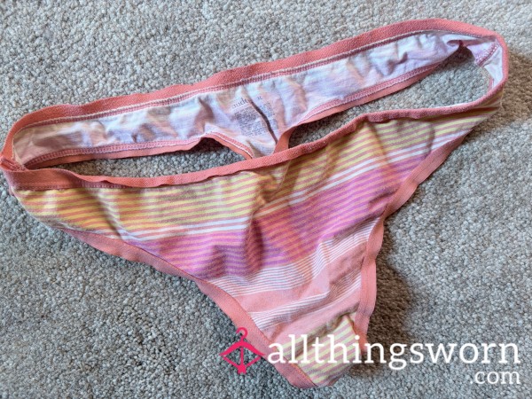 Pink & Yellow Stripe Thong