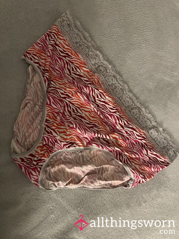 Pink Zebra Print Panties - 24hr Worn