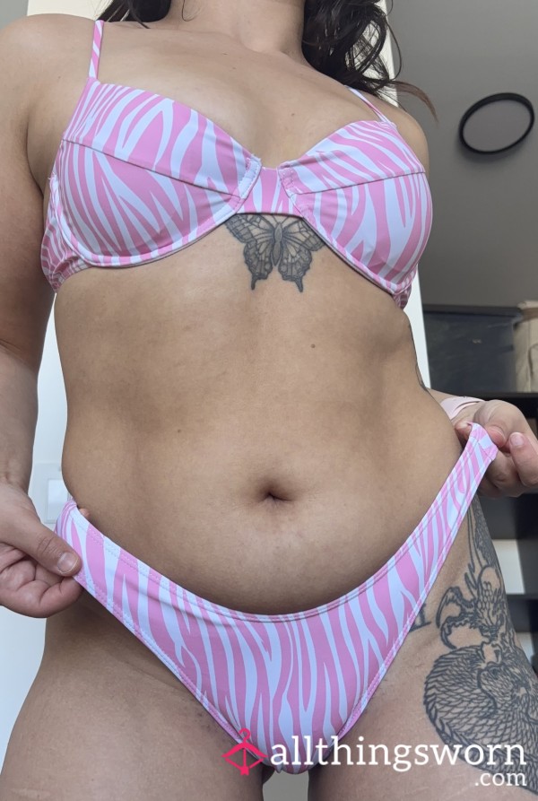 Pink Zebra Print Underwire Bikini