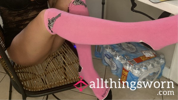 Naughty Pink&black Long Knee High Socks