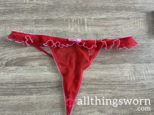 Pink/Red Ruffle Thong