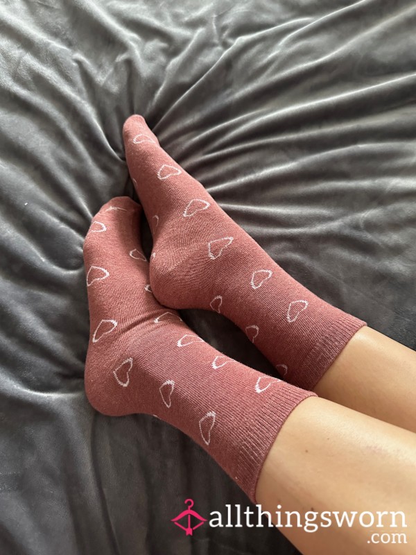 Pink/Rosa Herzchen Socken 48Std. Getragen