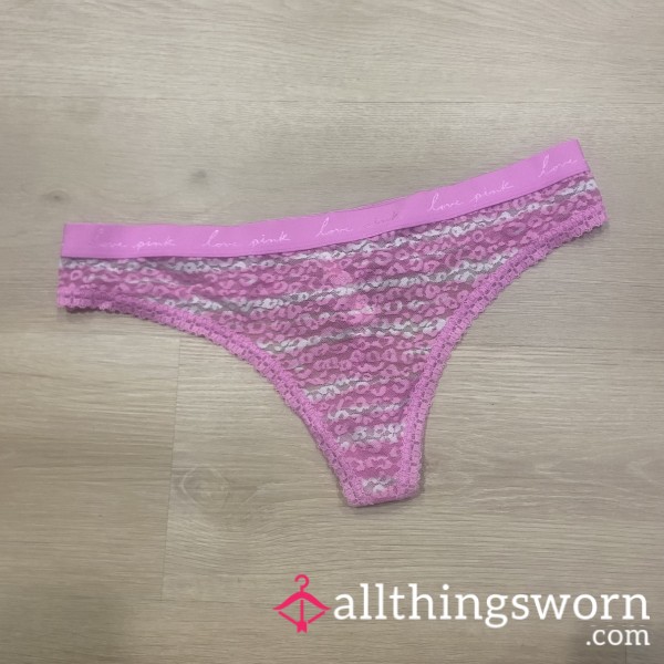 Pink/White Lace Thong