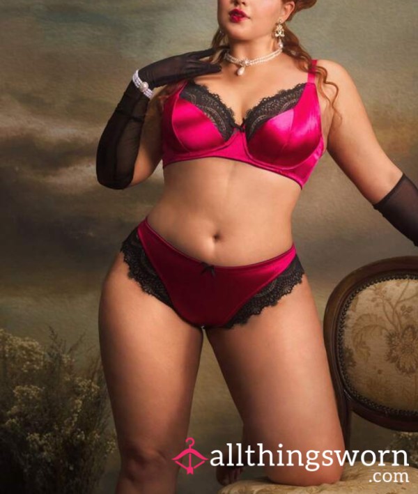 Pinup Style Pink And Black Bra Panty Set NEW With Add Ons Uk Plus Size 4xl/24