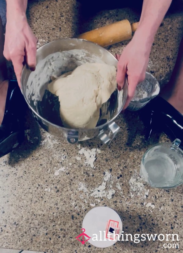 Pizza Dough Kneading In Pantyhose