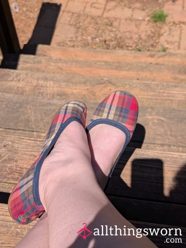 Plaid Ballet Flats, Extremely Well Worn