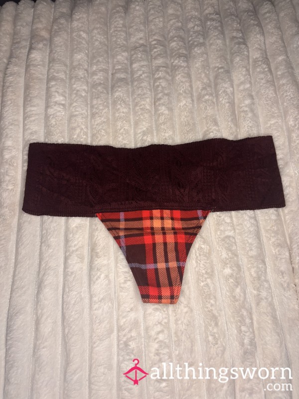 Plaid Cotton Thong