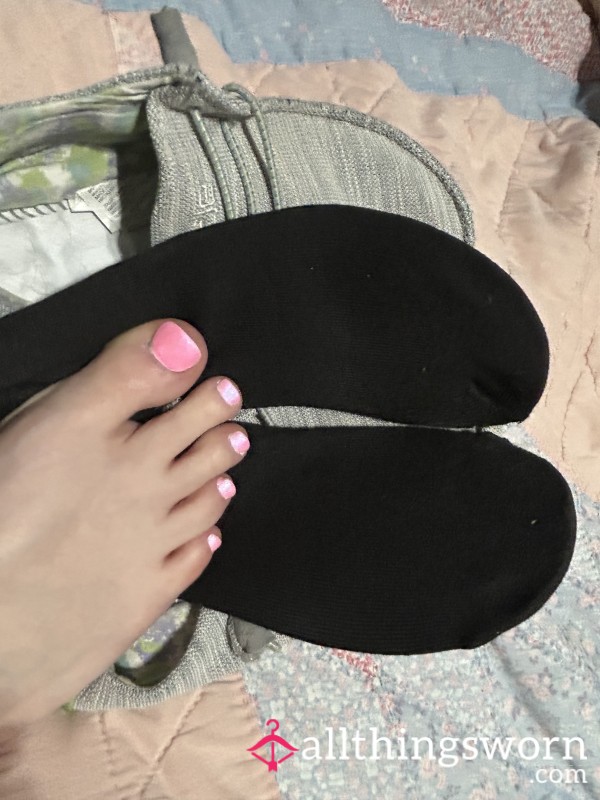 Plain Black Ankle Socks - 3 Day Nurse Wear, Hey Dude Sole Lined