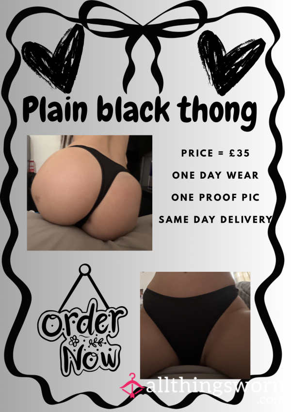 Plain Black Thong
