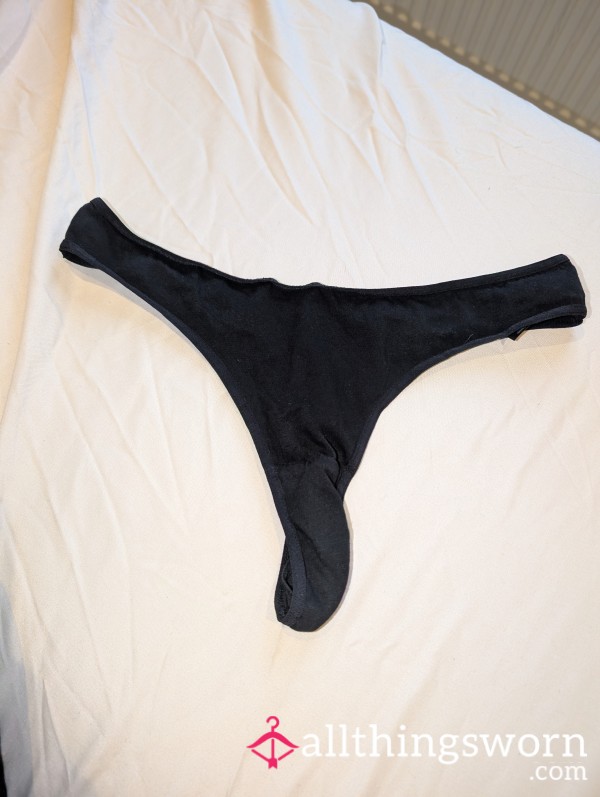 Plain Black Thong. Worn And Played In