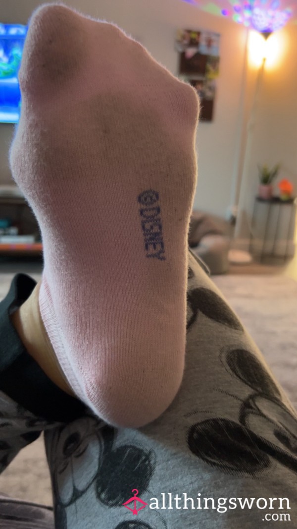 Plain Pink Dirty Disney Socks ;; 24 Hour Wear 🧦 🩷 😷
