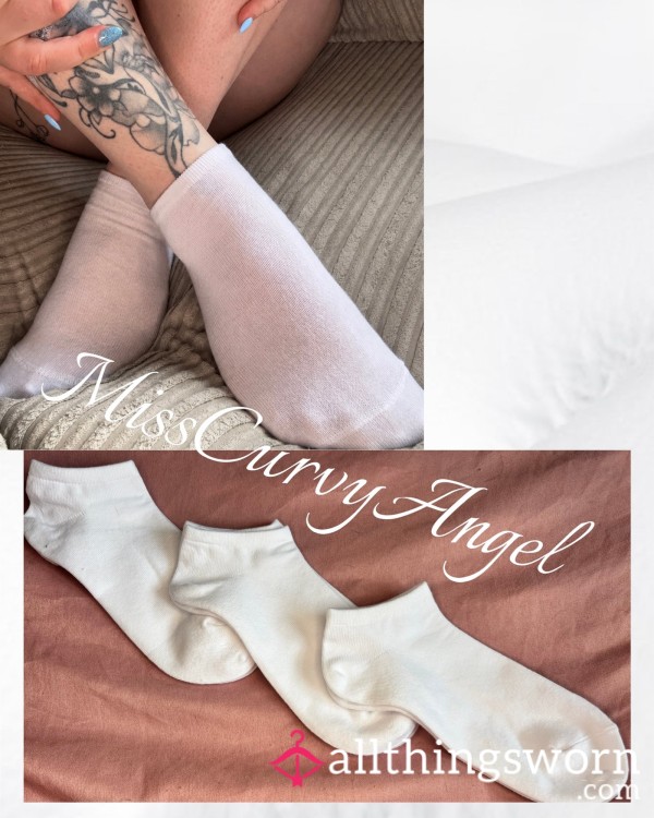 Plain White Ankle Socks (postage Included) (completely Customisable)