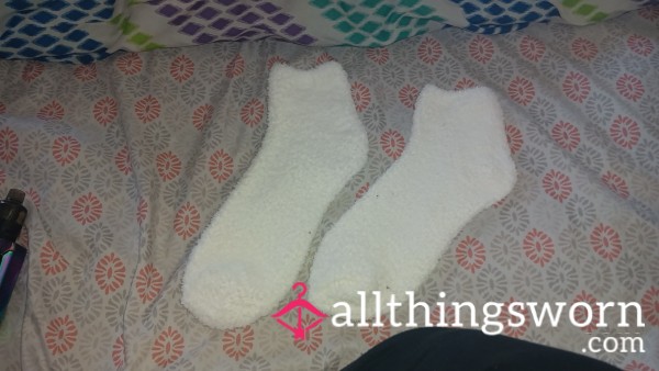 Plain White Fuzzy Socks