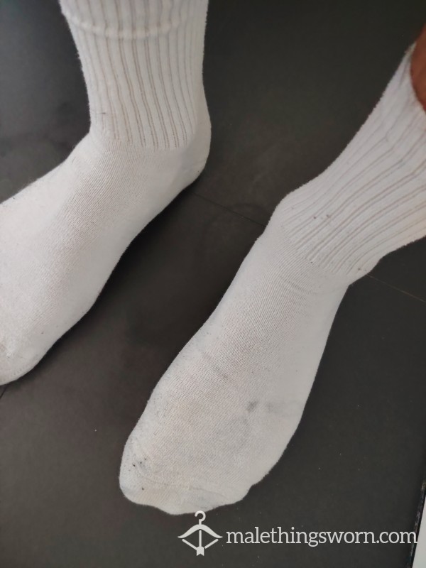 Plain White Socks Just Look At The Sweat Marks On The Floor