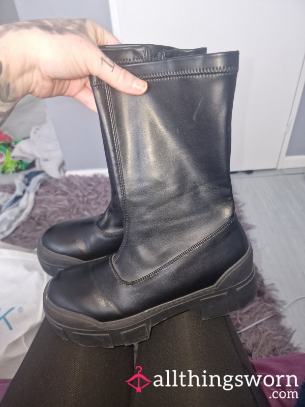 Plastic Leather Boots