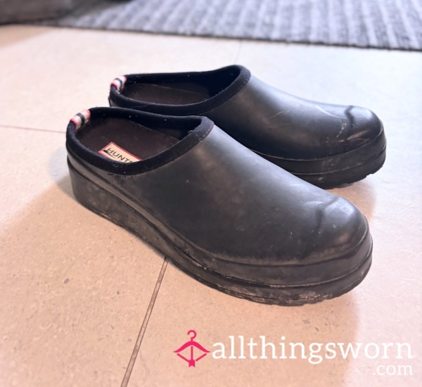 Platform Black Hunter Clogs Size 8 Worn >7 Years