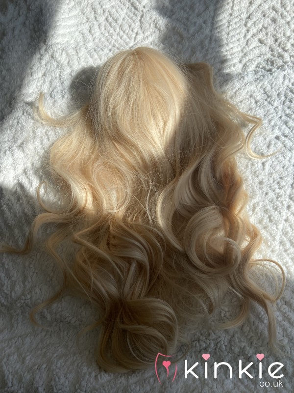 Platinum Blonde Curly Synthetic Wig- Perfect For Sissys