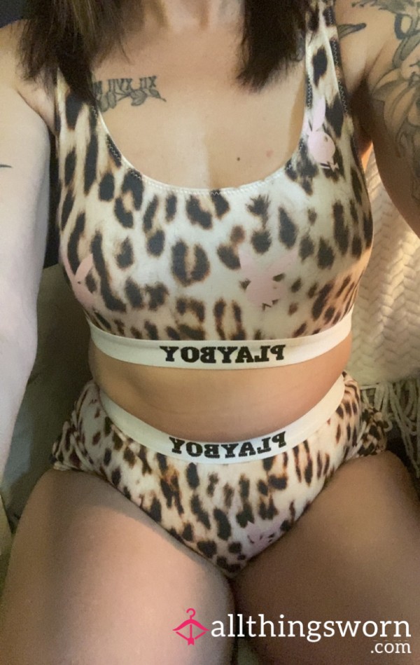 Playboy Leopard Print Cotton Sports Bra