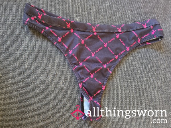 Playboy Thong Black With Red Writing Size Large