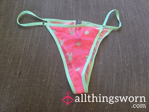Playboy Thong Pink With Seafoam Green Accents