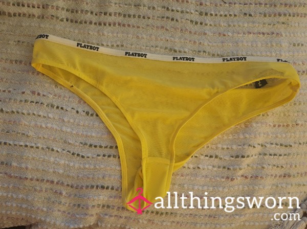 Playboy Yellow See Through Bikini Cut Extra Large