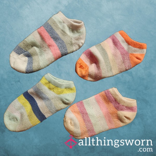 Playful Striped No-Show Socks
