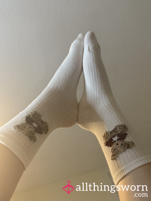 Playful Teddy Bear Socks, 2 Day Wear, Size 5