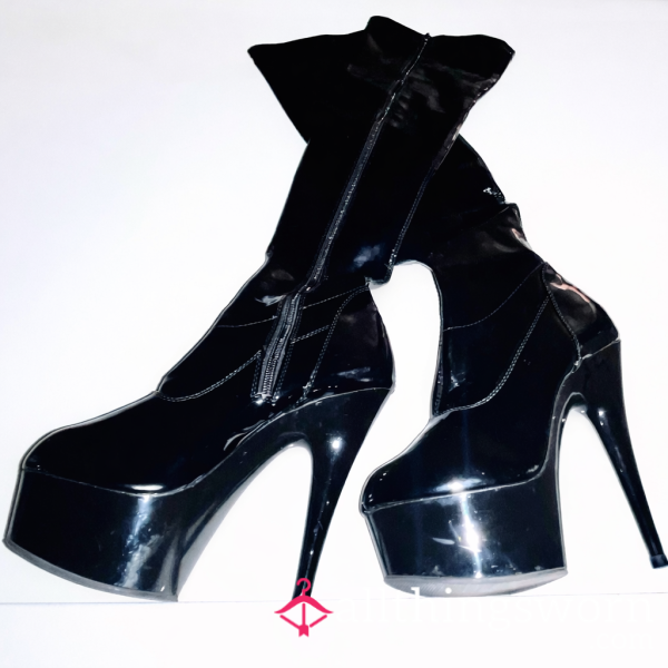 Pleaser Delight 3000 Patent Leather, Over-the-knee 6” Stiletto Boots