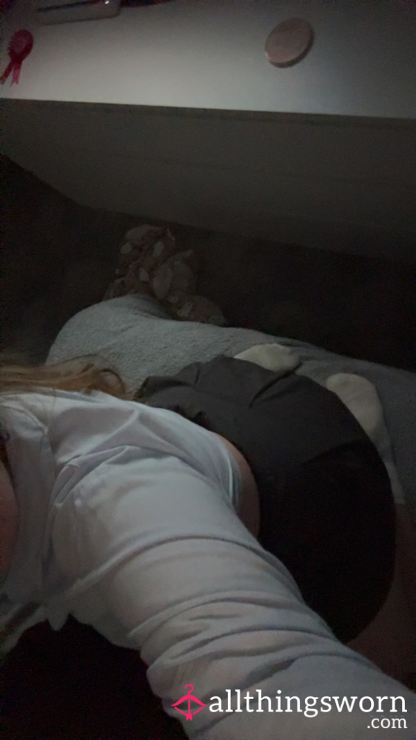 Pleated Mini Skirt And Shirt (uniform) With White Socks, Peachy A** Bent Over With Leopard Thong