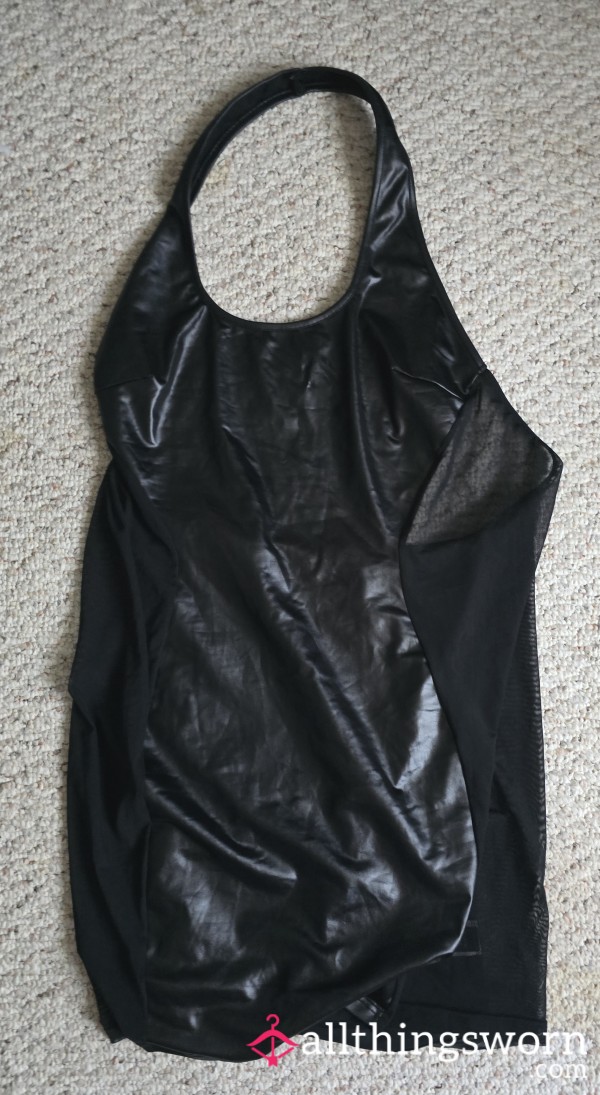 Pleather And Mesh Halter Lingerie🖤