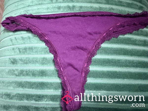 💜 Plum Lace Trim Thong – Sweet, Soft & Secretly Addictive 😘