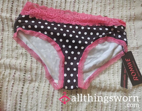 Polka Dot Panties With Pink Lace Large