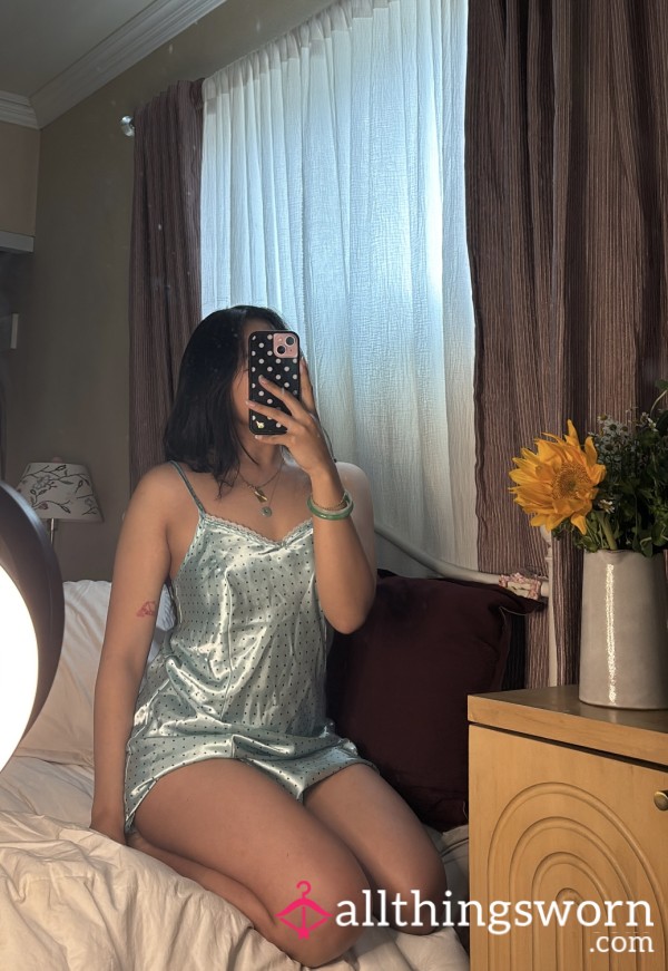 Polka Dot Satin Night Gown