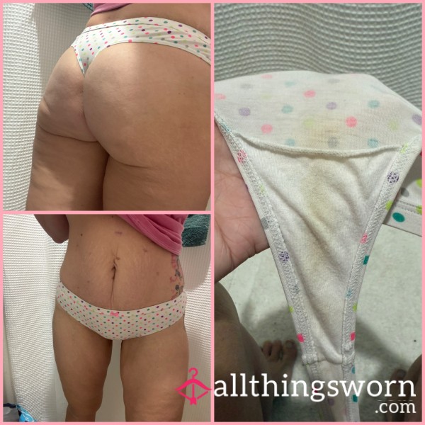 Polka Dot Stained-cotton Thong