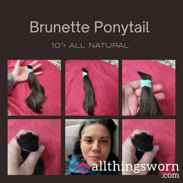 💇‍♀️🐎 Ponytail 10"+, Soft Silky Brunette Virgin Hair
