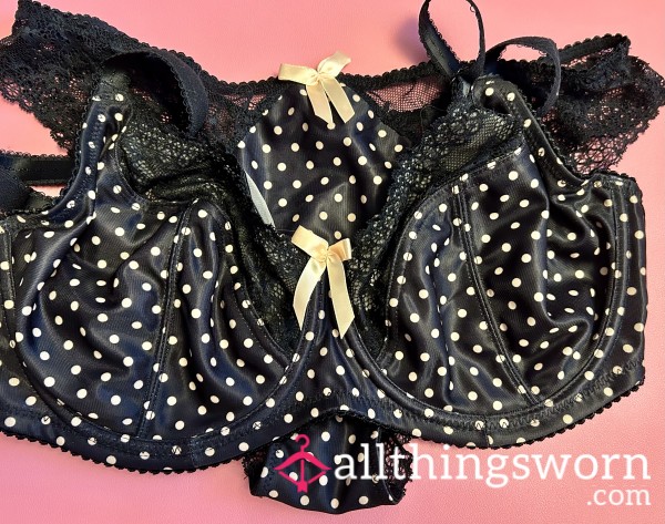 Pour Moi Black And Pink Satin Bra Set With Matching Brazilian Panties Worn By Me