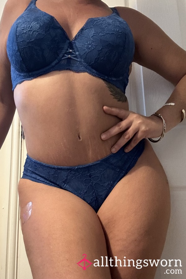 Pour Moi Blue S**y Bra Set Size Large