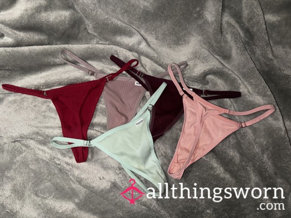 Pre-Loved Ribbed Cotton G-String Panties – Size Large