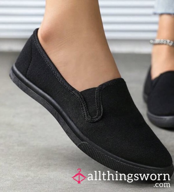 Black Slip On Flats + FREE USA SHIPPING