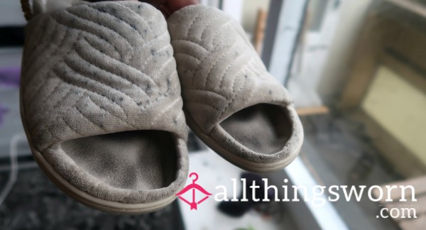 Pre Order Stinky Smelly White Open Used Toe Slippers — Goddess-Touched And Worn For You