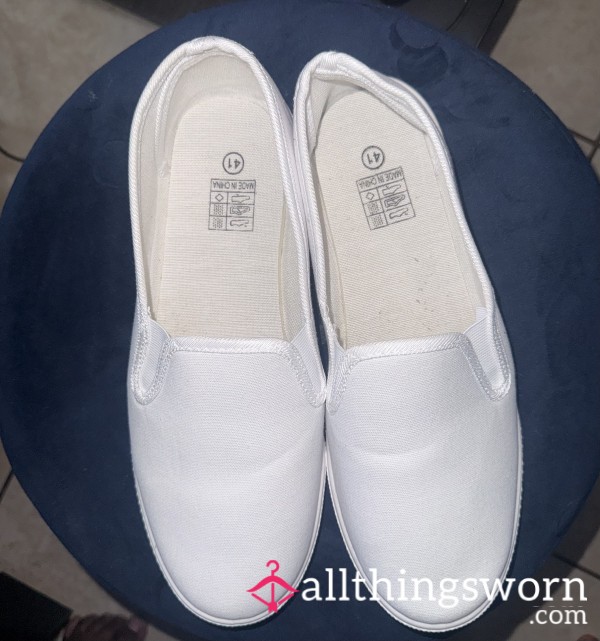 White Slip On Flats + FREE USA SHIPPING