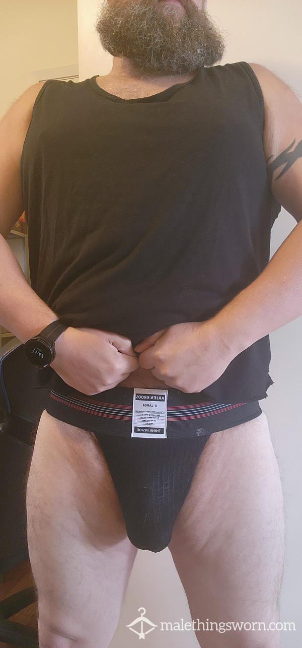 Pre Worn Black Jockstrap On Busy Work Days, Load Optional + Video