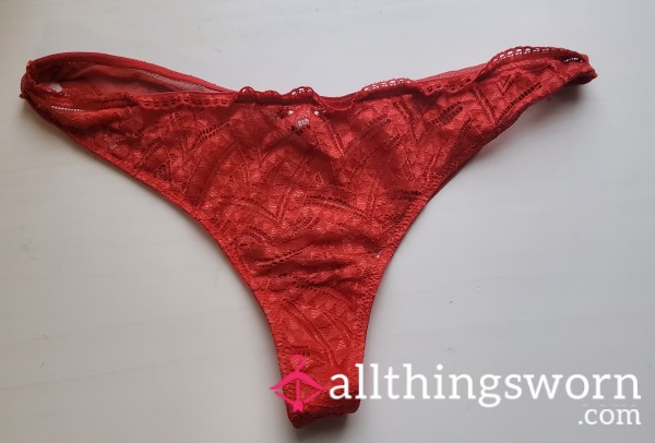 Thong. Lace Orange-red