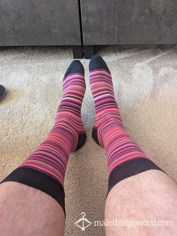 🧦 Premium Pink Multi Stripe Office Socks