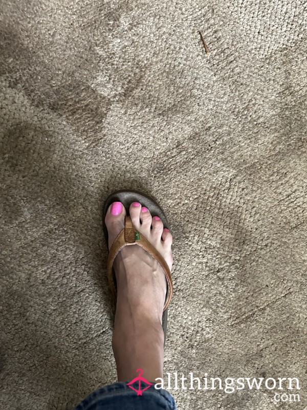 Premium Worn Sanuk Flip Flops | Mature Owner | Beach-Touched & One Of A Kind