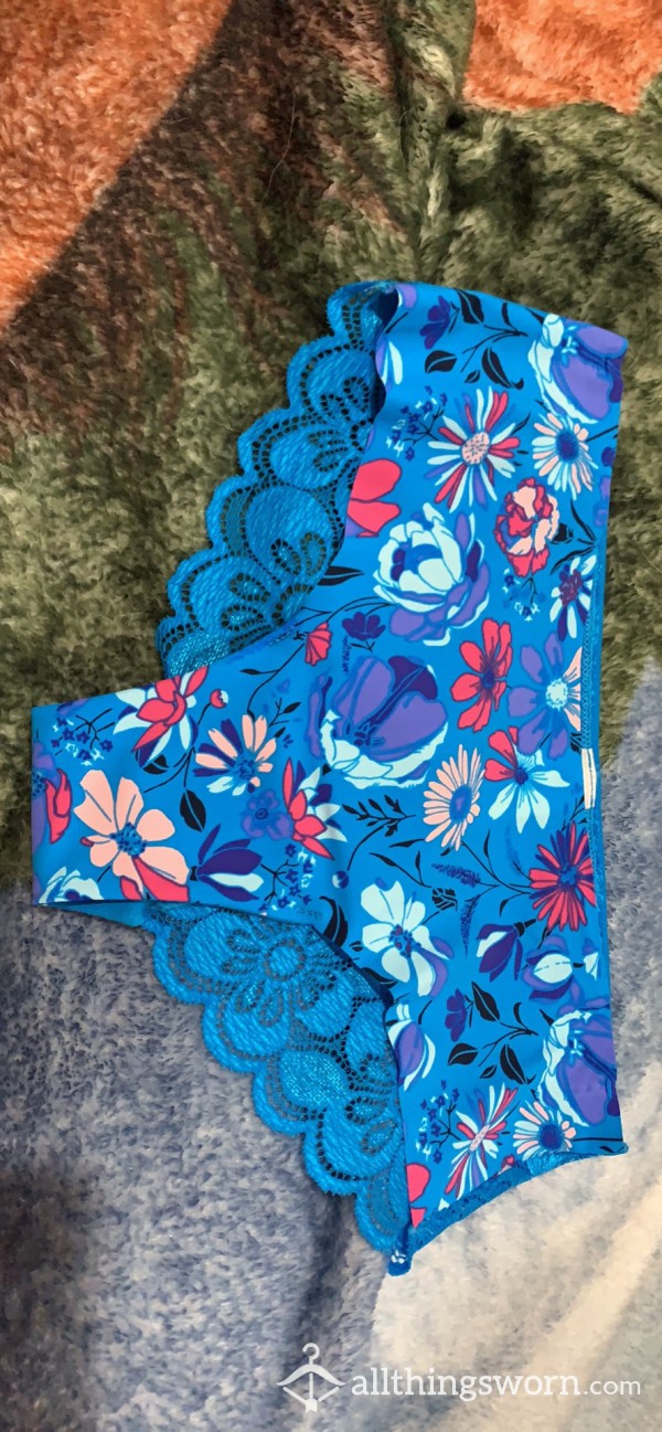 Pretty Blue Flor*l Thong