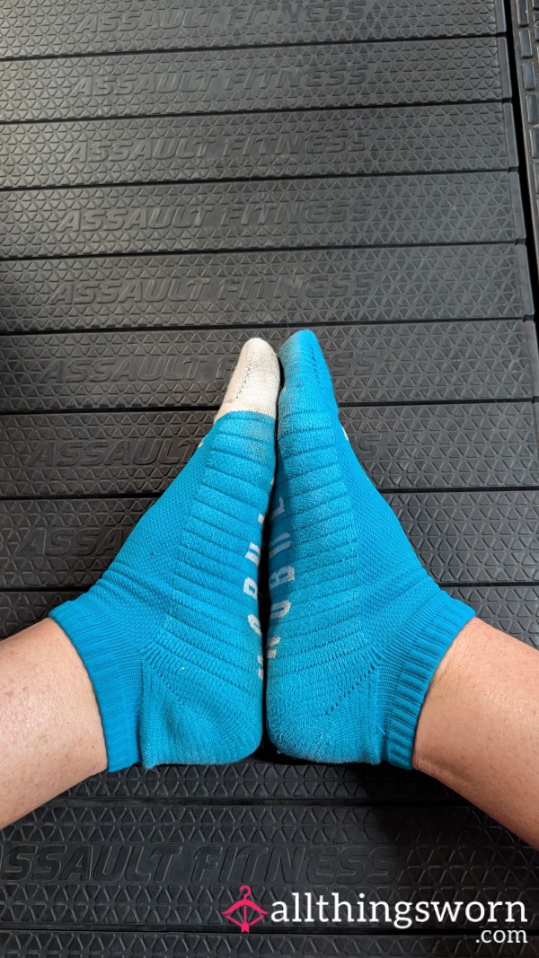 Pretty Blue Sweaty, Filthy, Dirty CrossFit Gym Workout NOBULL Socks