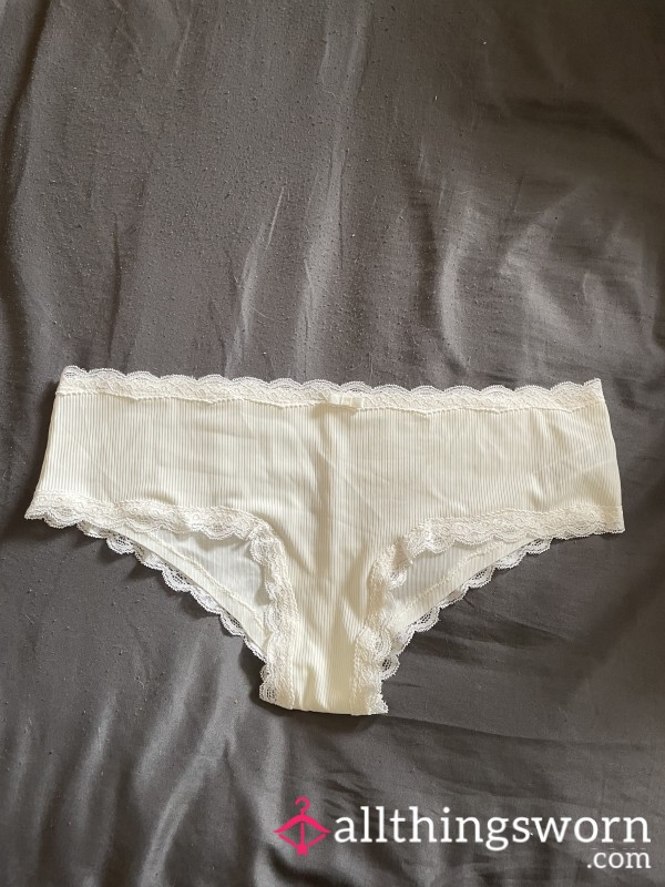 Pretty Cream Panties, Minimum 24 Hour Wear - Add Ons Are Available