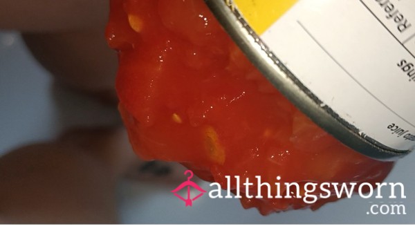 Pretty Feet Squishing Tinned Tomatoes