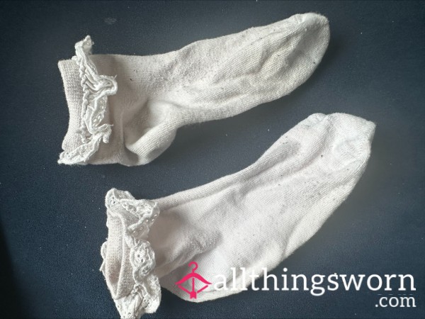 Pretty Frilly White Socks - Well Worn